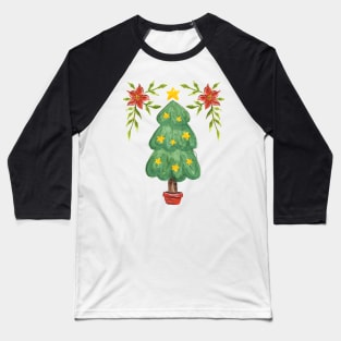 Cute Watercolor Christmas Tree Baseball T-Shirt
